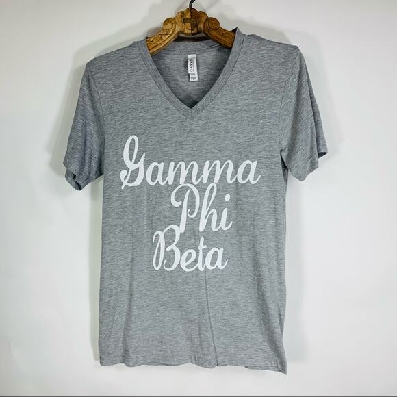 Gray Gamma Phi Beta V Neck Tshirt Small - Picture 1 of 5